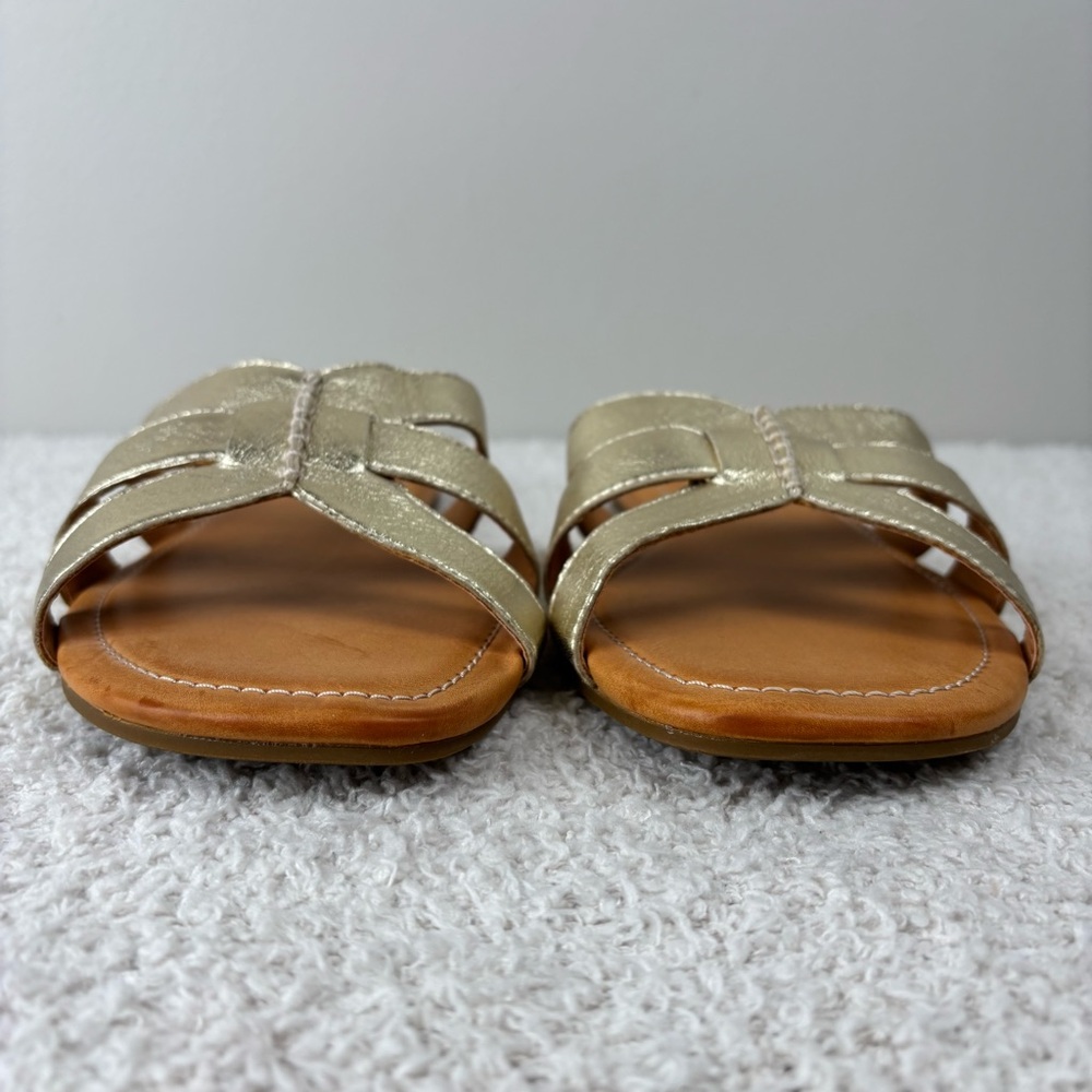 Ugg Sandals Womens 11 Gold Metallic Teague Slip On Slides Slippers Flats - Picture 8 of 15